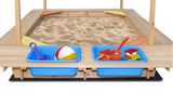 Lifespan Kids Sandpits Playfort 2 Wooden Sandpit with Blue Sun Canopy - Lifespan Kids 9347166072979 LKSP-PLAYF Buy online: Playfort 2 Wooden Sandpit with Blue Sun Canopy  Happy Active Kids Australia