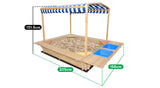 Lifespan Kids Sandpits Playfort 2 Wooden Sandpit with Blue Sun Canopy - Lifespan Kids 9347166072979 LKSP-PLAYF Buy online: Playfort 2 Wooden Sandpit with Blue Sun Canopy  Happy Active Kids Australia