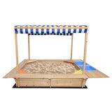 Lifespan Kids Sandpits Playfort 2 Wooden Sandpit with Blue Sun Canopy - Lifespan Kids 9347166072979 LKSP-PLAYF Buy online: Playfort 2 Wooden Sandpit with Blue Sun Canopy  Happy Active Kids Australia