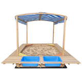 Lifespan Kids Sandpits Playfort 2 Wooden Sandpit with Blue Sun Canopy - Lifespan Kids 9347166072979 LKSP-PLAYF Buy online: Playfort 2 Wooden Sandpit with Blue Sun Canopy  Happy Active Kids Australia