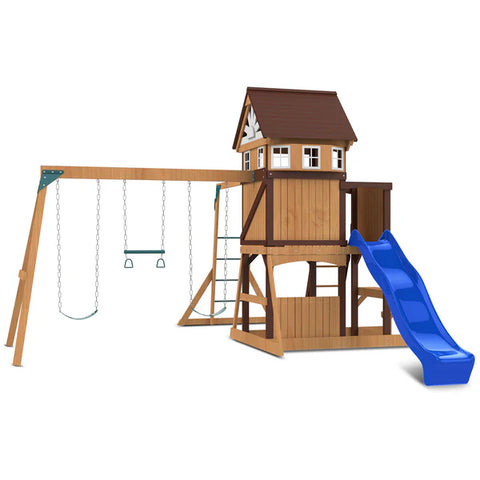 Lifespan Kids Swing Sets & Playsets Meer Brook Play Centre with Blue Slide - Lifespan Kids 9347166078575 LKPC-MEERB-BLU Buy online: Meer Brook Play Centre with Blue Slide - Lifespan Kids Happy Active Kids Australia