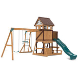 Lifespan Kids Swing Sets & Playsets Meer Brook Play Centre with Green Slide - Lifespan Kids 9347166078360 LKPC-MEERB-GRN Buy online: Meer Brook Play Centre with Green Slide - Lifespan Kids Happy Active Kids Australia